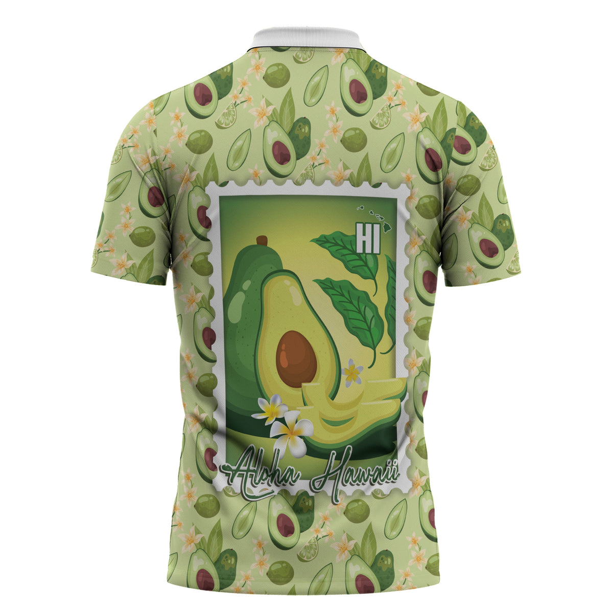 Aloha Hawaii Avocado Zipper Polo Shirt Hawaiian Fruit Stylized Stamp LT14 - Polynesian Pride
