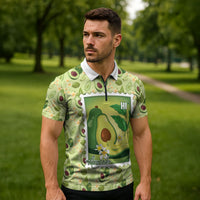 Aloha Hawaii Avocado Zipper Polo Shirt Hawaiian Fruit Stylized Stamp LT14 - Polynesian Pride