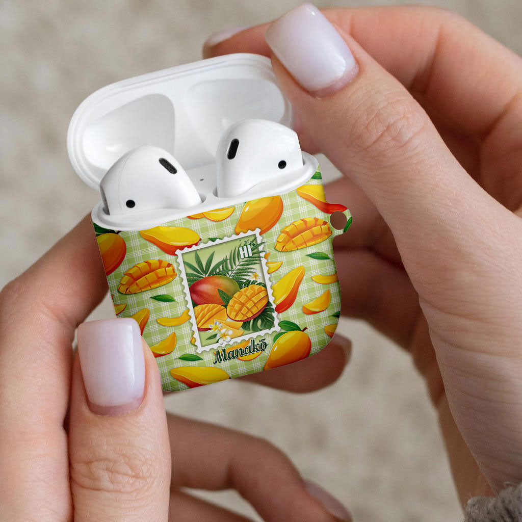 Aloha Hawaii Manako Palaka Motifs AirPods Case Hawaiian Mango Stylized Stamp LT14 - Polynesian Pride