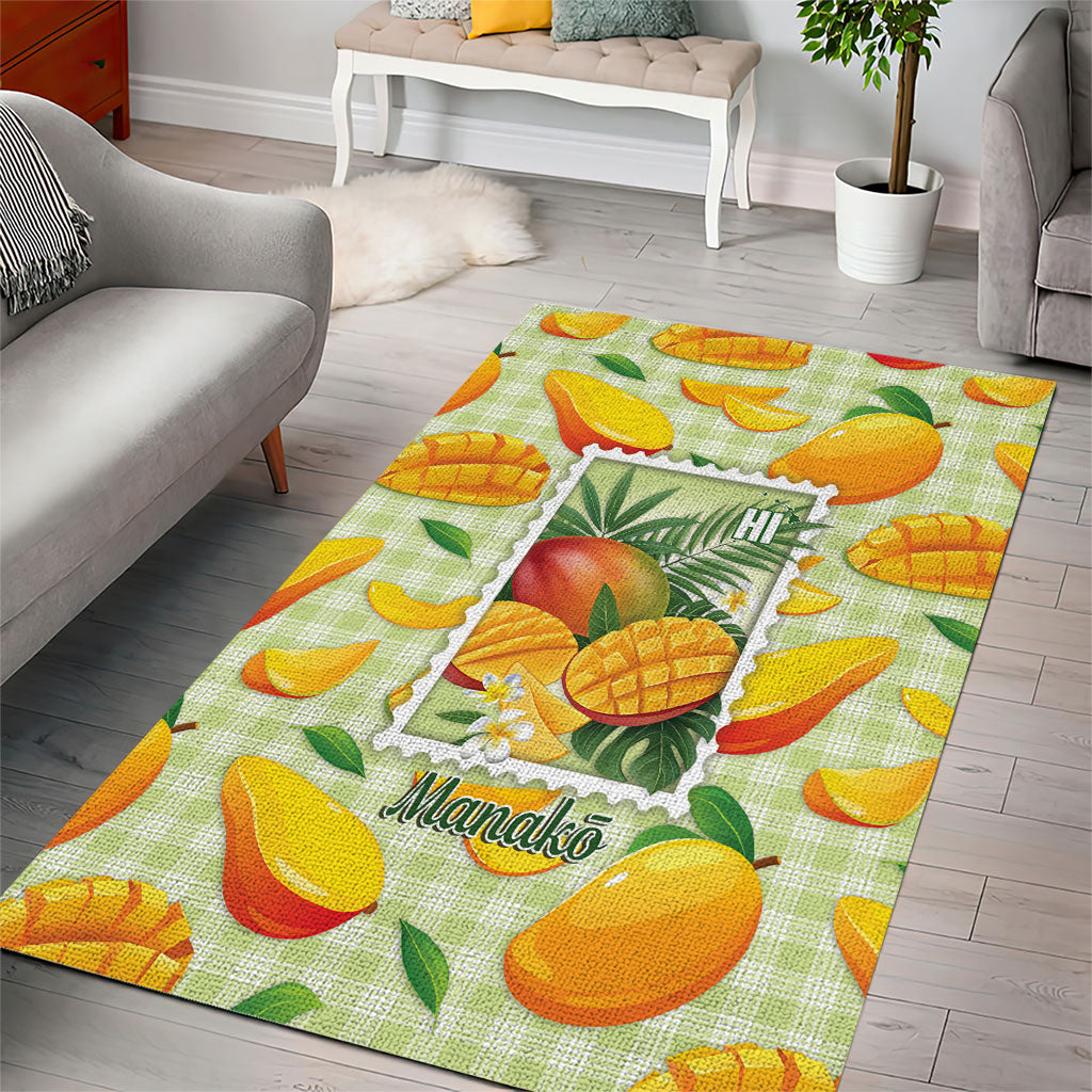 Aloha Hawaii Manako Palaka Motifs Area Rug Hawaiian Mango Stylized Stamp LT14 - Polynesian Pride