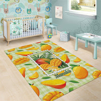 Aloha Hawaii Manako Palaka Motifs Area Rug Hawaiian Mango Stylized Stamp LT14 - Polynesian Pride