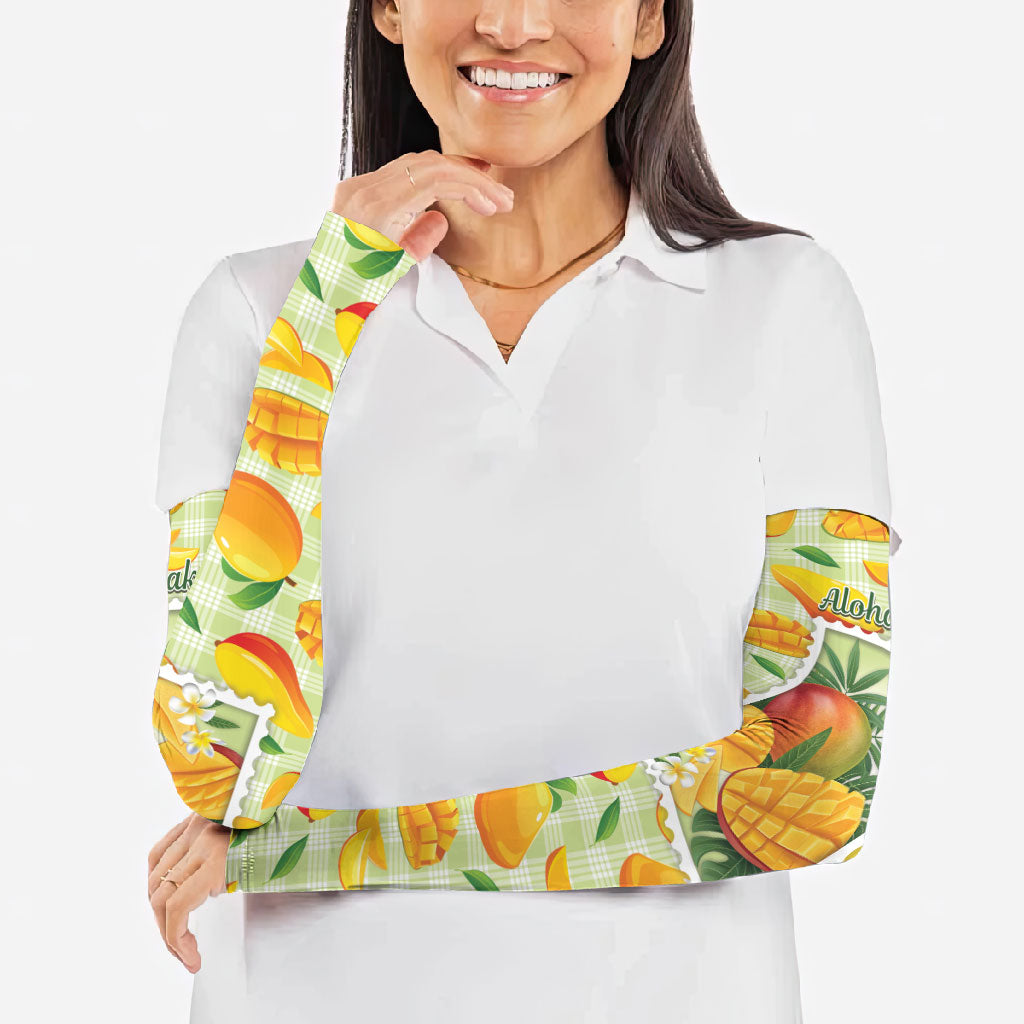 Aloha Hawaii Manako Palaka Motifs Arm Sleeves Hawaiian Mango Stylized Stamp LT14 - Polynesian Pride