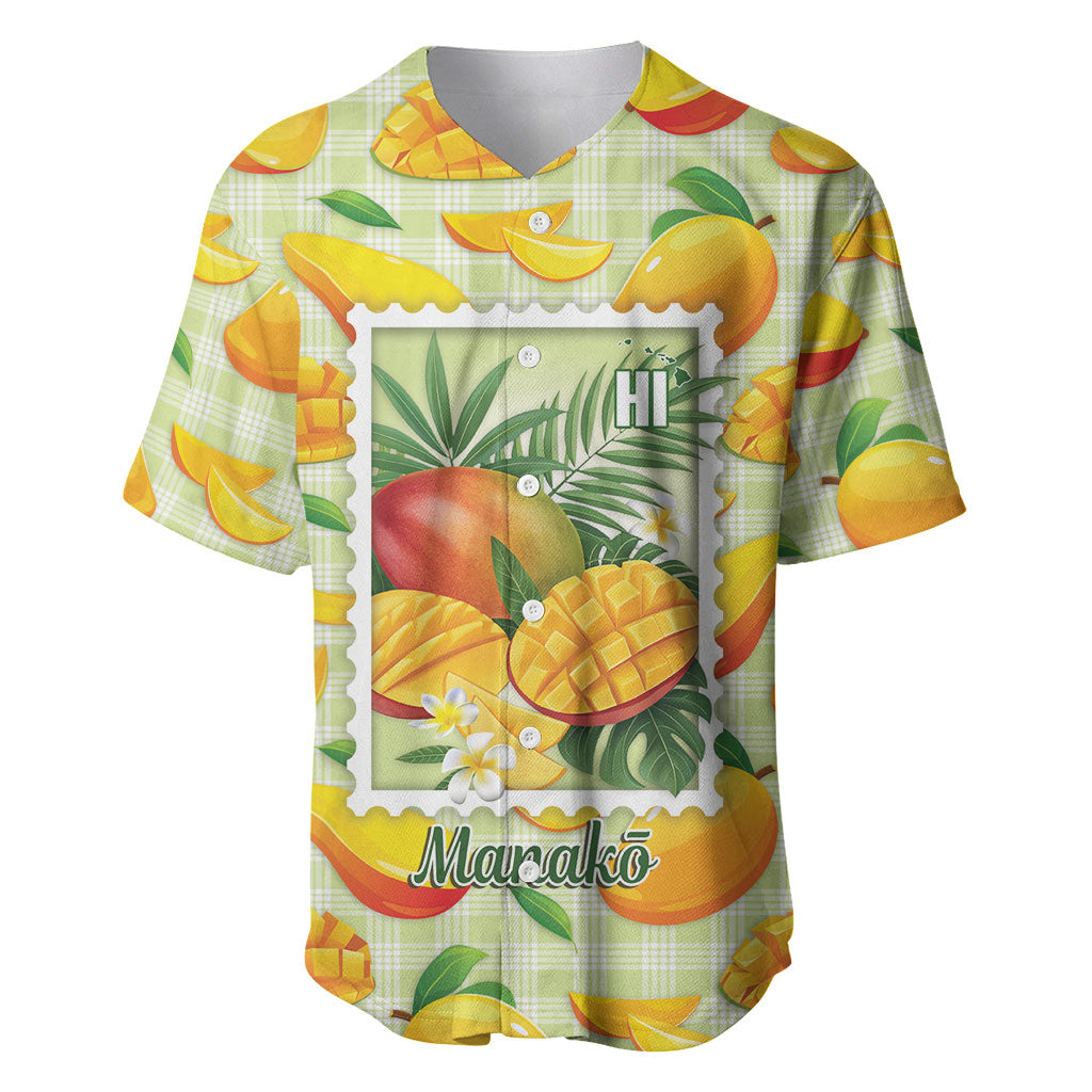 Aloha Hawaii Manako Palaka Motifs Baseball Jersey Hawaiian Mango Stylized Stamp LT14 Yellow - Polynesian Pride