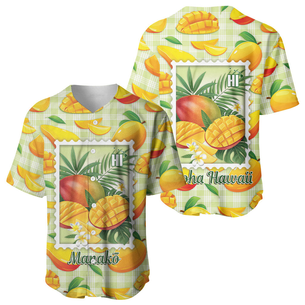 Aloha Hawaii Manako Palaka Motifs Baseball Jersey Hawaiian Mango Stylized Stamp LT14 - Polynesian Pride