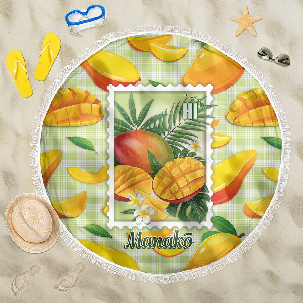 Aloha Hawaii Manako Palaka Motifs Beach Blanket Hawaiian Mango Stylized Stamp
