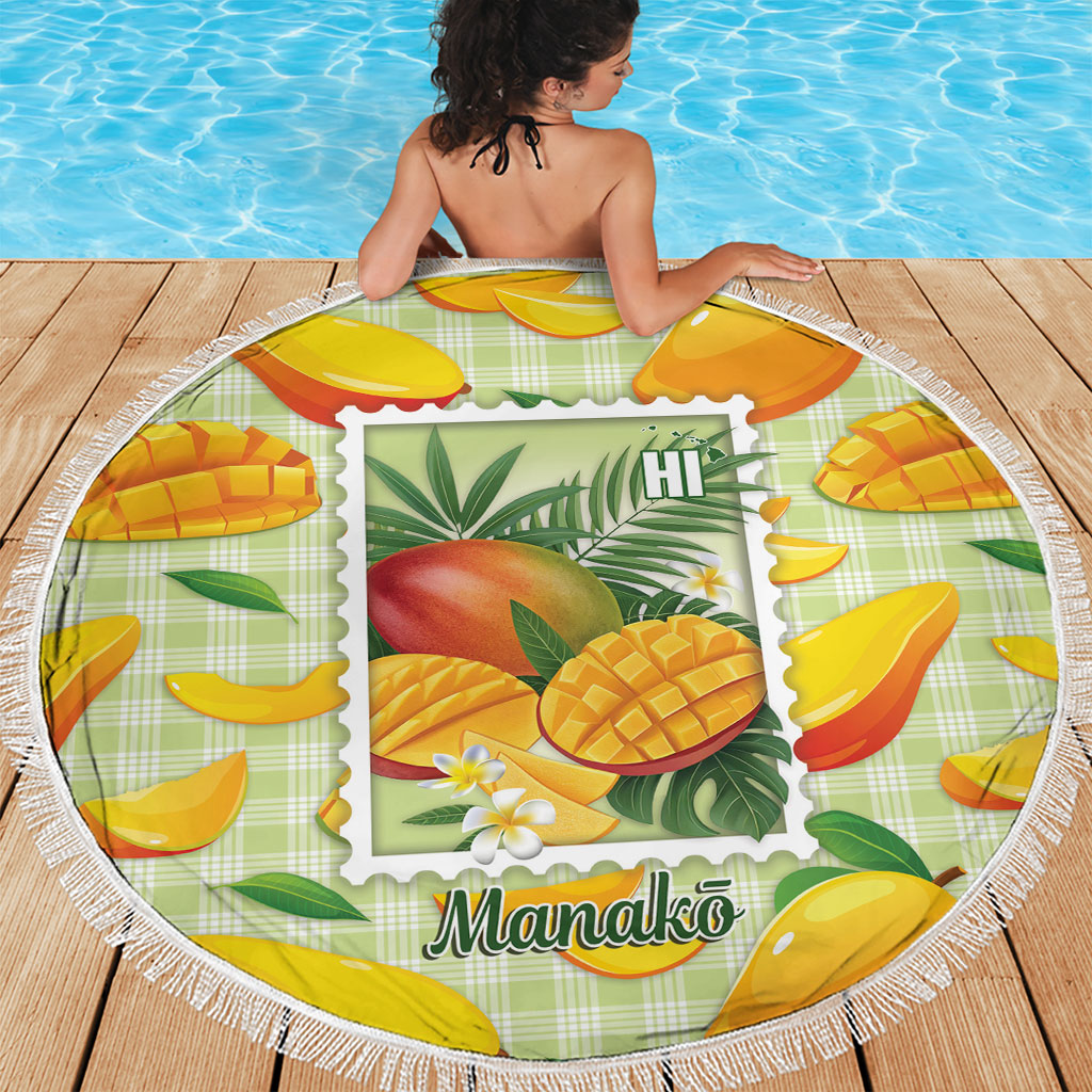 Aloha Hawaii Manako Palaka Motifs Beach Blanket Hawaiian Mango Stylized Stamp LT14 - Polynesian Pride