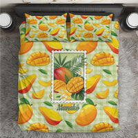 Aloha Hawaii Manako Palaka Motifs Bedding Set Hawaiian Mango Stylized Stamp LT14 Yellow - Polynesian Pride
