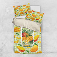 Aloha Hawaii Manako Palaka Motifs Bedding Set Hawaiian Mango Stylized Stamp LT14 US Twin 172cm x 218cm Yellow - Polynesian Pride