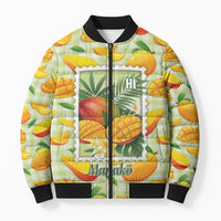 Aloha Hawaii Manako Palaka Motifs Bomber Puffer Jacket Hawaiian Mango Stylized Stamp LT14 Unisex Yellow - Polynesian Pride