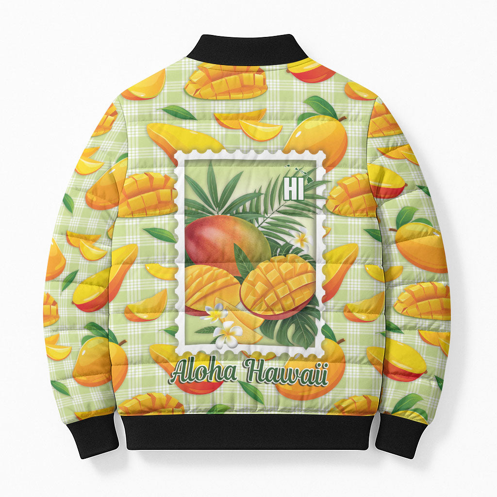 Aloha Hawaii Manako Palaka Motifs Bomber Puffer Jacket Hawaiian Mango Stylized Stamp LT14 - Polynesian Pride