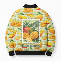 Aloha Hawaii Manako Palaka Motifs Bomber Puffer Jacket Hawaiian Mango Stylized Stamp LT14 - Polynesian Pride