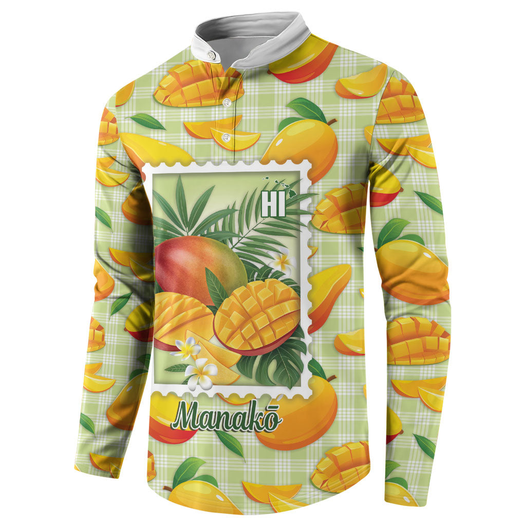 Aloha Hawaii Manako Palaka Motifs Button Sweatshirt Hawaiian Mango Stylized Stamp LT14 - Polynesian Pride
