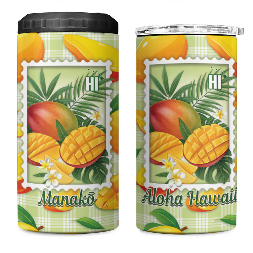 Aloha Hawaii Manako Palaka Motifs 4 in 1 Can Cooler Tumbler Hawaiian Mango Stylized Stamp LT14 One Size: 16 oz Yellow - Polynesian Pride