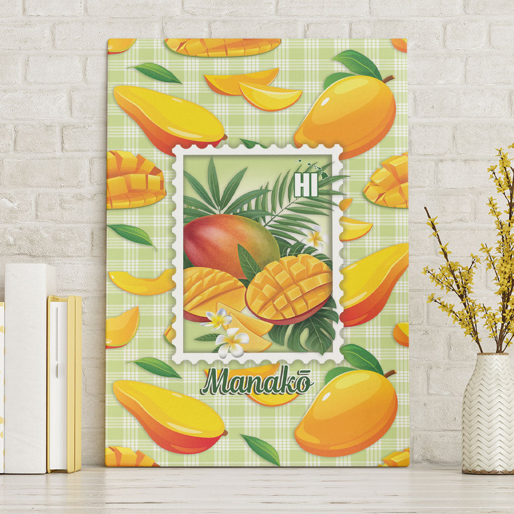 Aloha Hawaii Manako Palaka Motifs Canvas Wall Art Hawaiian Mango Stylized Stamp