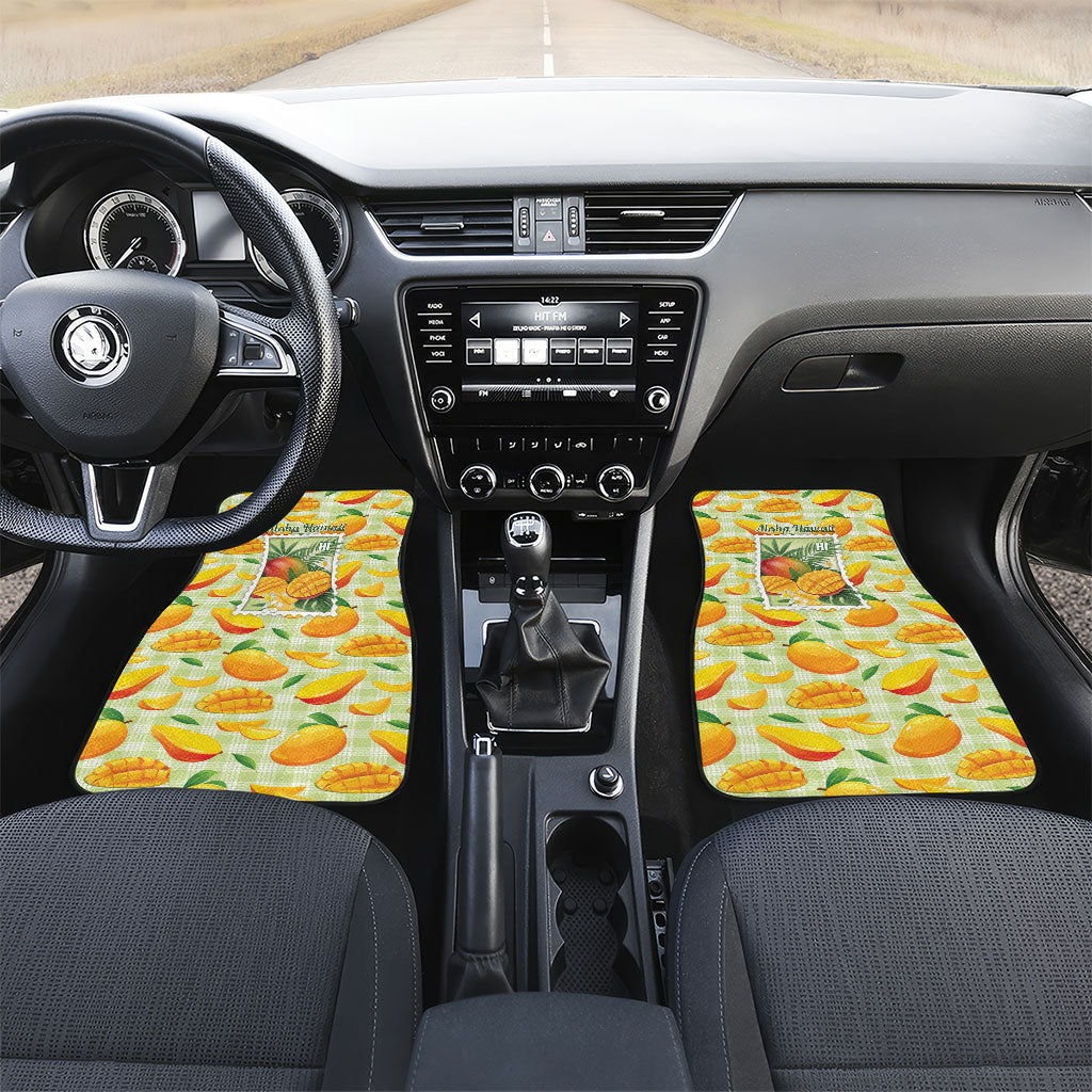 Aloha Hawaii Manako Palaka Motifs Car Mats Hawaiian Mango Stylized Stamp LT14 Set 2pcs - Front Yellow - Polynesian Pride