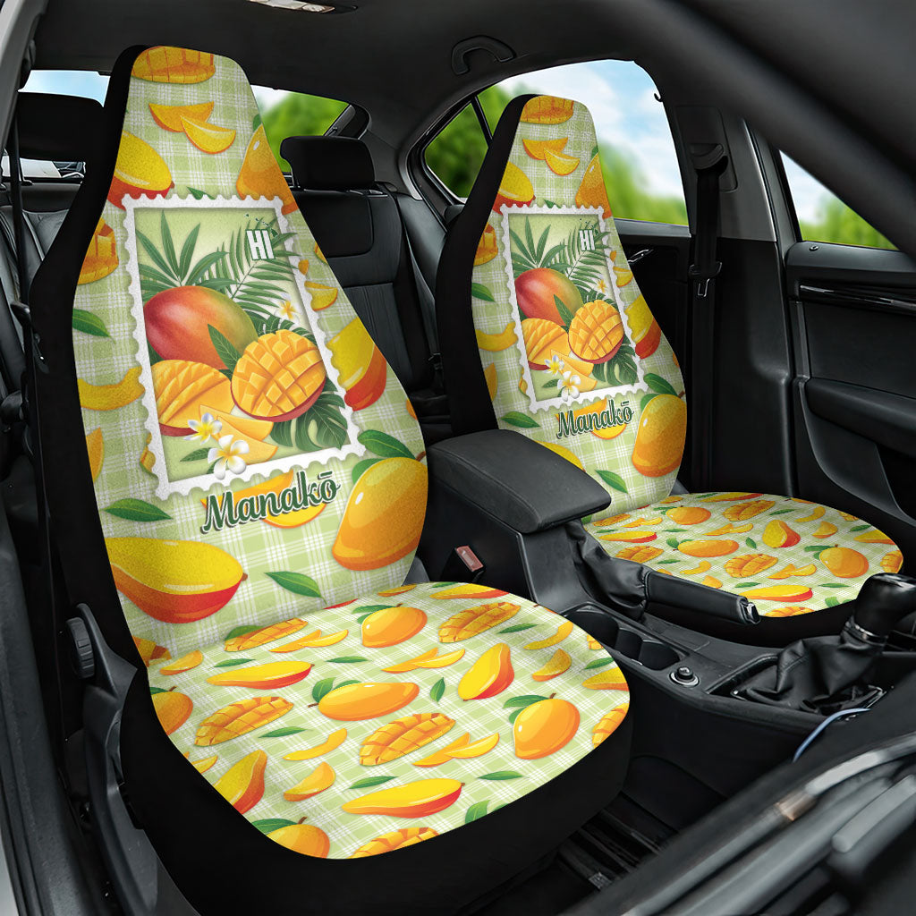 Aloha Hawaii Manako Palaka Motifs Car Seat Cover Hawaiian Mango Stylized Stamp