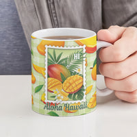 Aloha Hawaii Manako Palaka Motifs Ceramic Mug Hawaiian Mango Stylized Stamp LT14 - Polynesian Pride