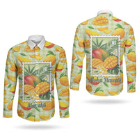 Aloha Hawaii Manako Palaka Motifs Couples Matching Long Sleeve Bodycon Dress and Long Sleeve Button Shirt Hawaiian Mango Stylized Stamp LT14 - Polynesian Pride