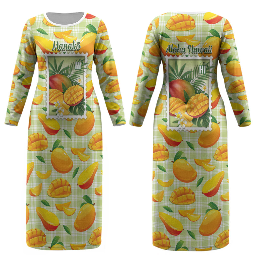 Aloha Hawaii Manako Palaka Motifs Couples Matching Long Sleeve Bodycon Dress and Long Sleeve Button Shirt Hawaiian Mango Stylized Stamp LT14 - Polynesian Pride