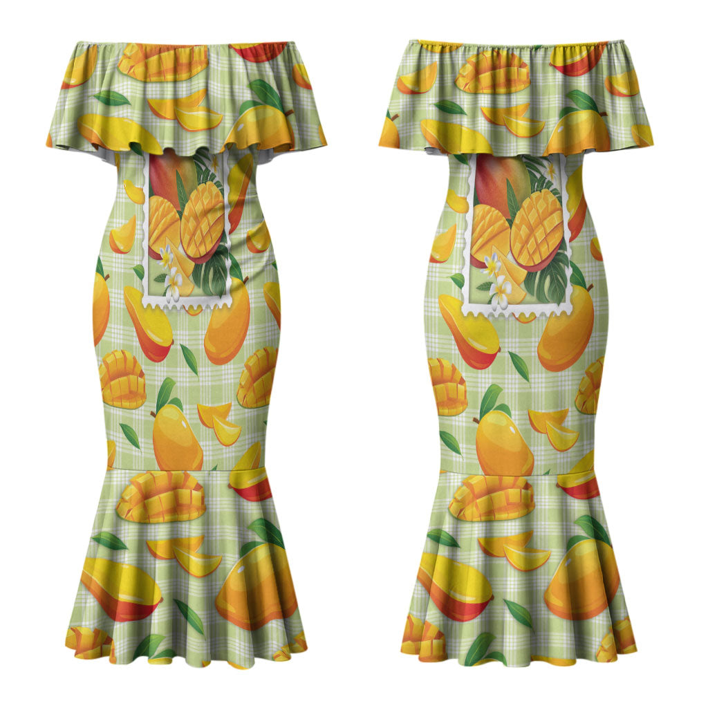 Aloha Hawaii Manako Palaka Motifs Couples Matching Mermaid Dress and Hawaiian Shirt Hawaiian Mango Stylized Stamp LT14 - Polynesian Pride