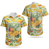 Aloha Hawaii Manako Palaka Motifs Couples Matching Puletasi and Hawaiian Shirt Hawaiian Mango Stylized Stamp LT14 - Polynesian Pride
