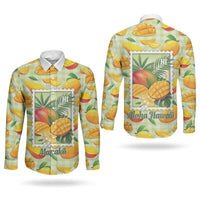 Aloha Hawaii Manako Palaka Motifs Couples Matching Short Sleeve Bodycon Dress and Long Sleeve Button Shirt Hawaiian Mango Stylized Stamp LT14 - Polynesian Pride
