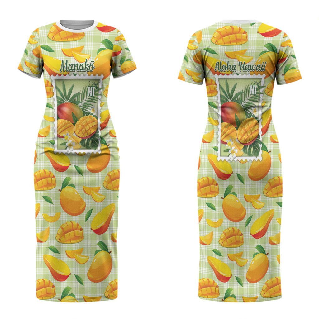 Aloha Hawaii Manako Palaka Motifs Couples Matching Short Sleeve Bodycon Dress and Long Sleeve Button Shirt Hawaiian Mango Stylized Stamp LT14 - Polynesian Pride