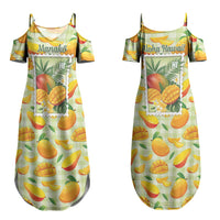 Aloha Hawaii Manako Palaka Motifs Couples Matching Summer Maxi Dress and Long Sleeve Button Shirt Hawaiian Mango Stylized Stamp LT14 - Polynesian Pride
