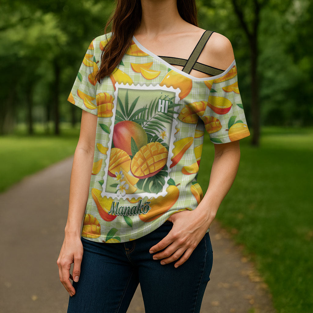 Aloha Hawaii Manako Palaka Motifs Cross Shoulder Shirt Hawaiian Mango Stylized Stamp LT14 - Polynesian Pride