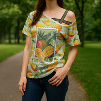 Aloha Hawaii Manako Palaka Motifs Cross Shoulder Shirt Hawaiian Mango Stylized Stamp LT14 - Polynesian Pride
