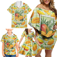 Aloha Hawaii Manako Palaka Motifs Family Matching Off Shoulder Short Dress and Hawaiian Shirt Hawaiian Mango Stylized Stamp LT14 - Polynesian Pride