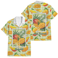 Aloha Hawaii Manako Palaka Motifs Family Matching Puletasi and Hawaiian Shirt Hawaiian Mango Stylized Stamp LT14 Dad's Shirt - Short Sleeve Yellow - Polynesian Pride