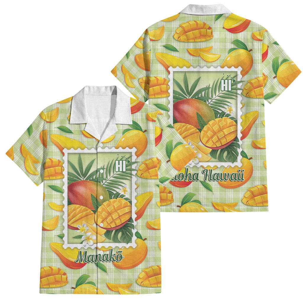 Aloha Hawaii Manako Palaka Motifs Family Matching Summer Maxi Dress and Hawaiian Shirt Hawaiian Mango Stylized Stamp LT14 Dad's Shirt - Short Sleeve Yellow - Polynesian Pride