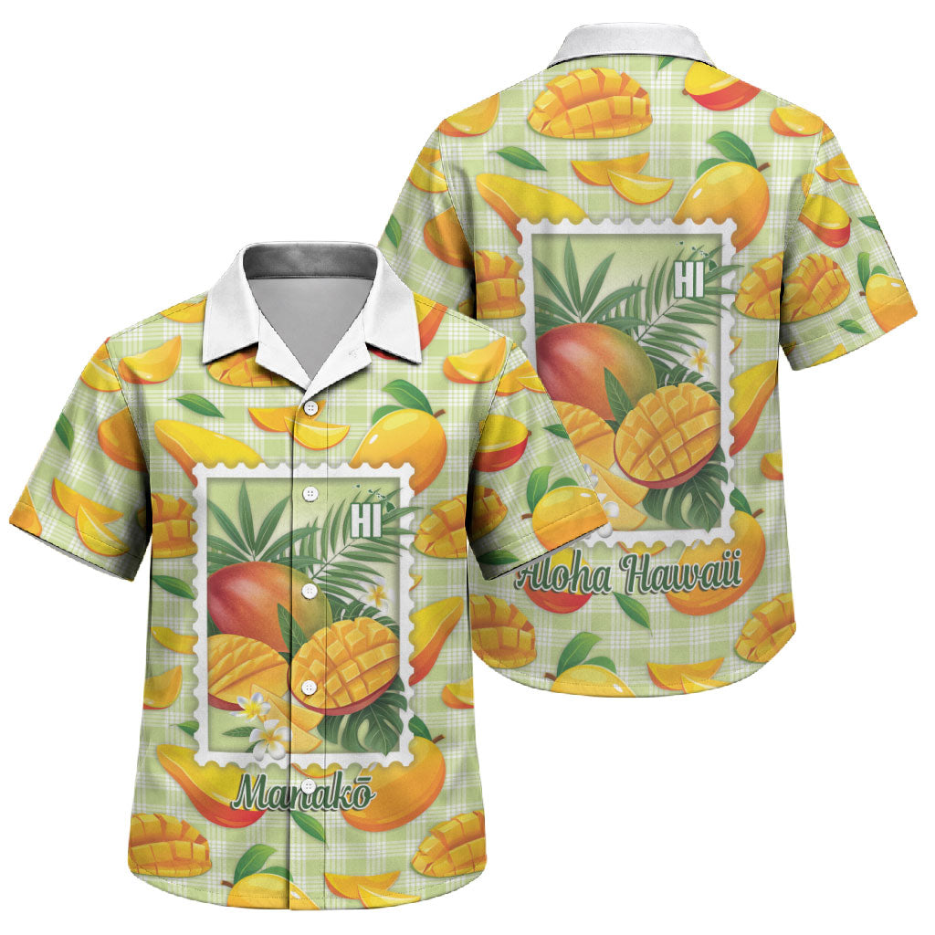 Aloha Hawaii Manako Palaka Motifs Family Matching Tank Maxi Dress and Hawaiian Shirt Hawaiian Mango Stylized Stamp LT14 Son's Shirt Yellow - Polynesian Pride