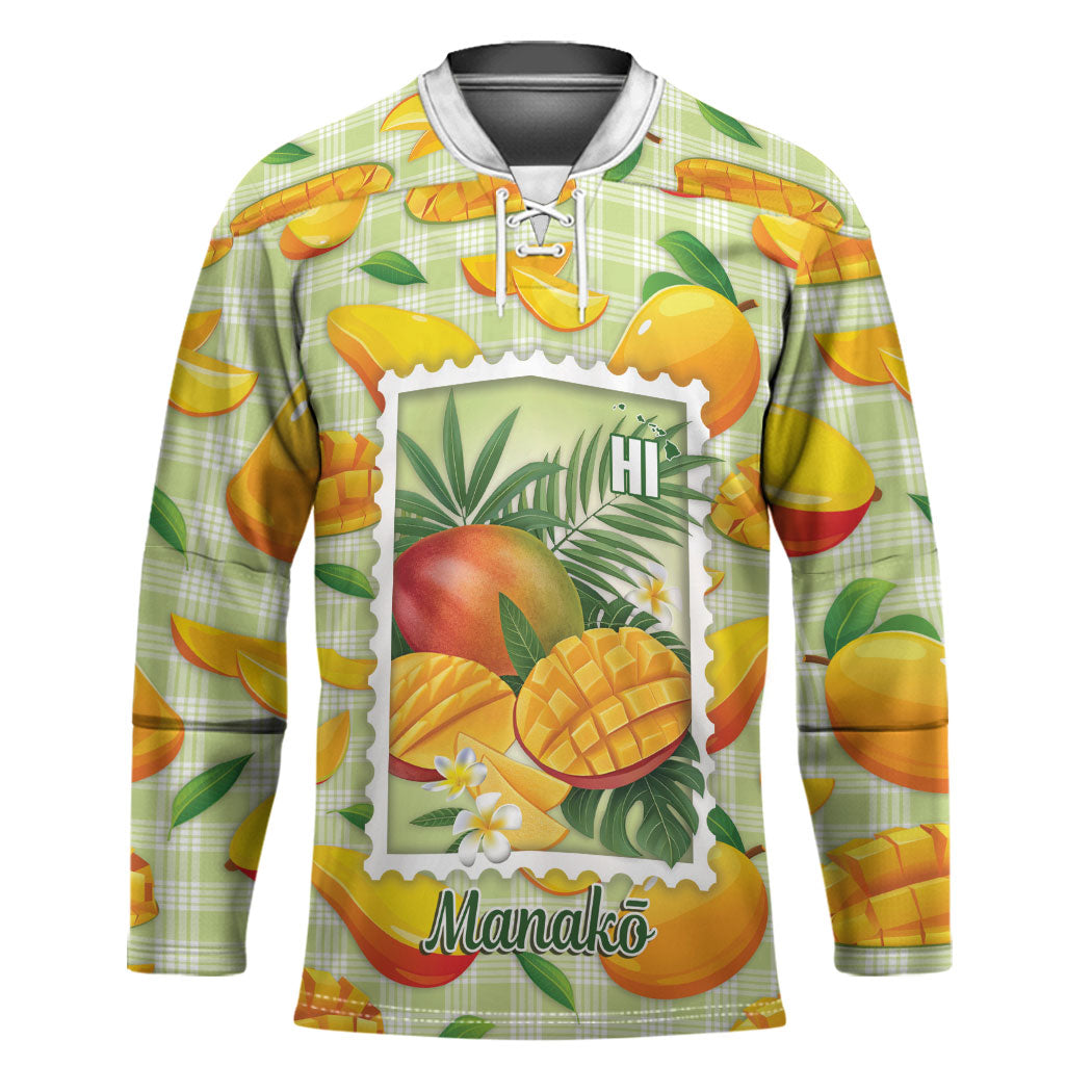 Aloha Hawaii Manako Palaka Motifs Hockey Jersey Hawaiian Mango Stylized Stamp LT14 Unisex Yellow - Polynesian Pride