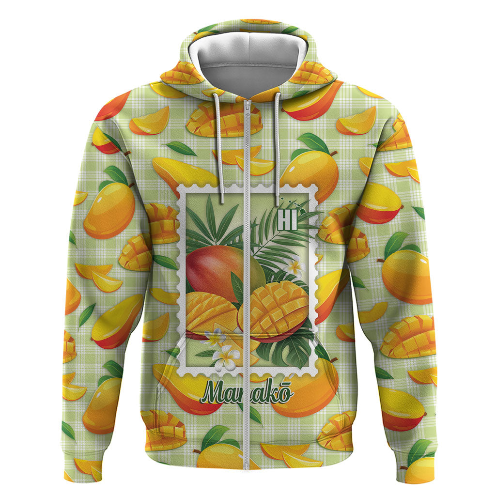Aloha Hawaii Manako Palaka Motifs Hoodie Hawaiian Mango Stylized Stamp LT14 Zip Hoodie Yellow - Polynesian Pride