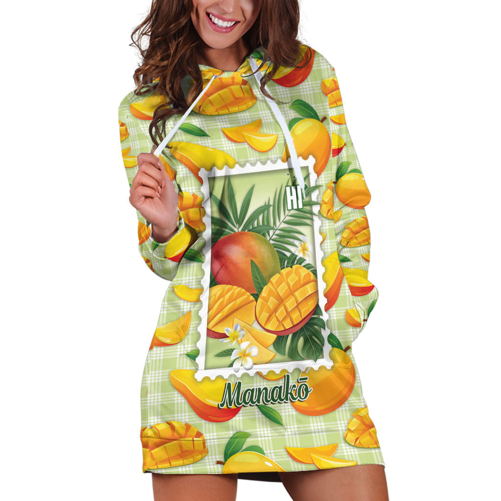 Aloha Hawaii Manako Palaka Motifs Hoodie Dress Hawaiian Mango Stylized Stamp LT14 Yellow - Polynesian Pride