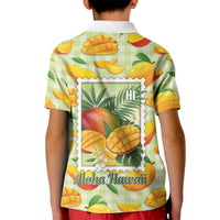 Aloha Hawaii Manako Palaka Motifs Kid Polo Shirt Hawaiian Mango Stylized Stamp LT14 - Polynesian Pride