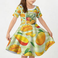 Aloha Hawaii Manako Palaka Motifs Kid Short Sleeve Dress Hawaiian Mango Stylized Stamp LT14 KID Yellow - Polynesian Pride