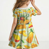 Aloha Hawaii Manako Palaka Motifs Kid Short Sleeve Dress Hawaiian Mango Stylized Stamp LT14 - Polynesian Pride