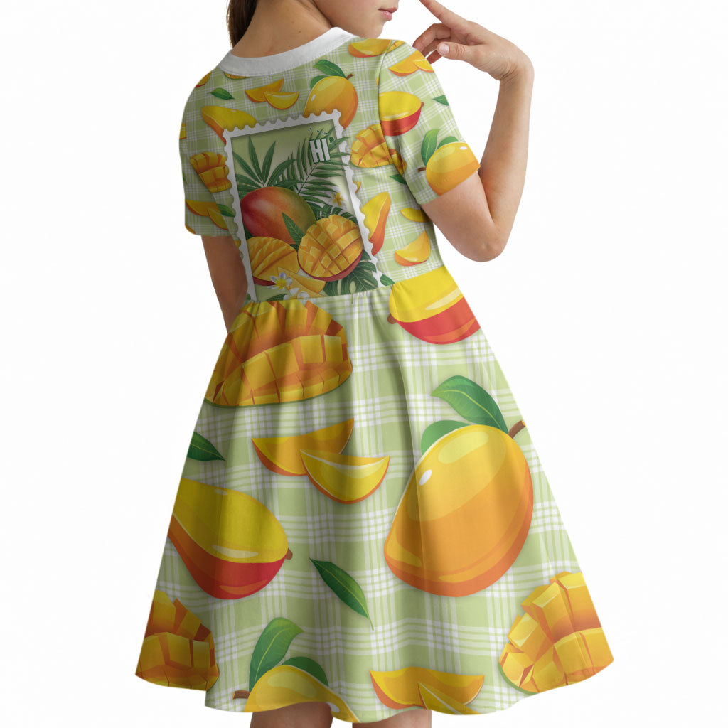 Aloha Hawaii Manako Palaka Motifs Kid Short Sleeve Dress Hawaiian Mango Stylized Stamp LT14 - Polynesian Pride