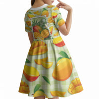 Aloha Hawaii Manako Palaka Motifs Kid Short Sleeve Dress Hawaiian Mango Stylized Stamp LT14 - Polynesian Pride
