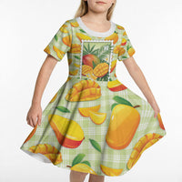 Aloha Hawaii Manako Palaka Motifs Kid Short Sleeve Dress Hawaiian Mango Stylized Stamp LT14 - Polynesian Pride