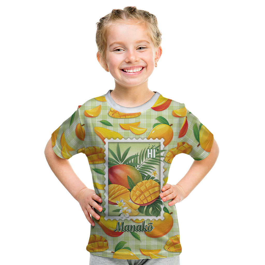 Aloha Hawaii Manako Palaka Motifs Kid T Shirt Hawaiian Mango Stylized Stamp LT14 Yellow - Polynesian Pride