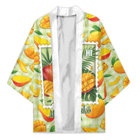 Aloha Hawaii Manako Palaka Motifs Kimono Hawaiian Mango Stylized Stamp LT14 Unisex Yellow - Polynesian Pride