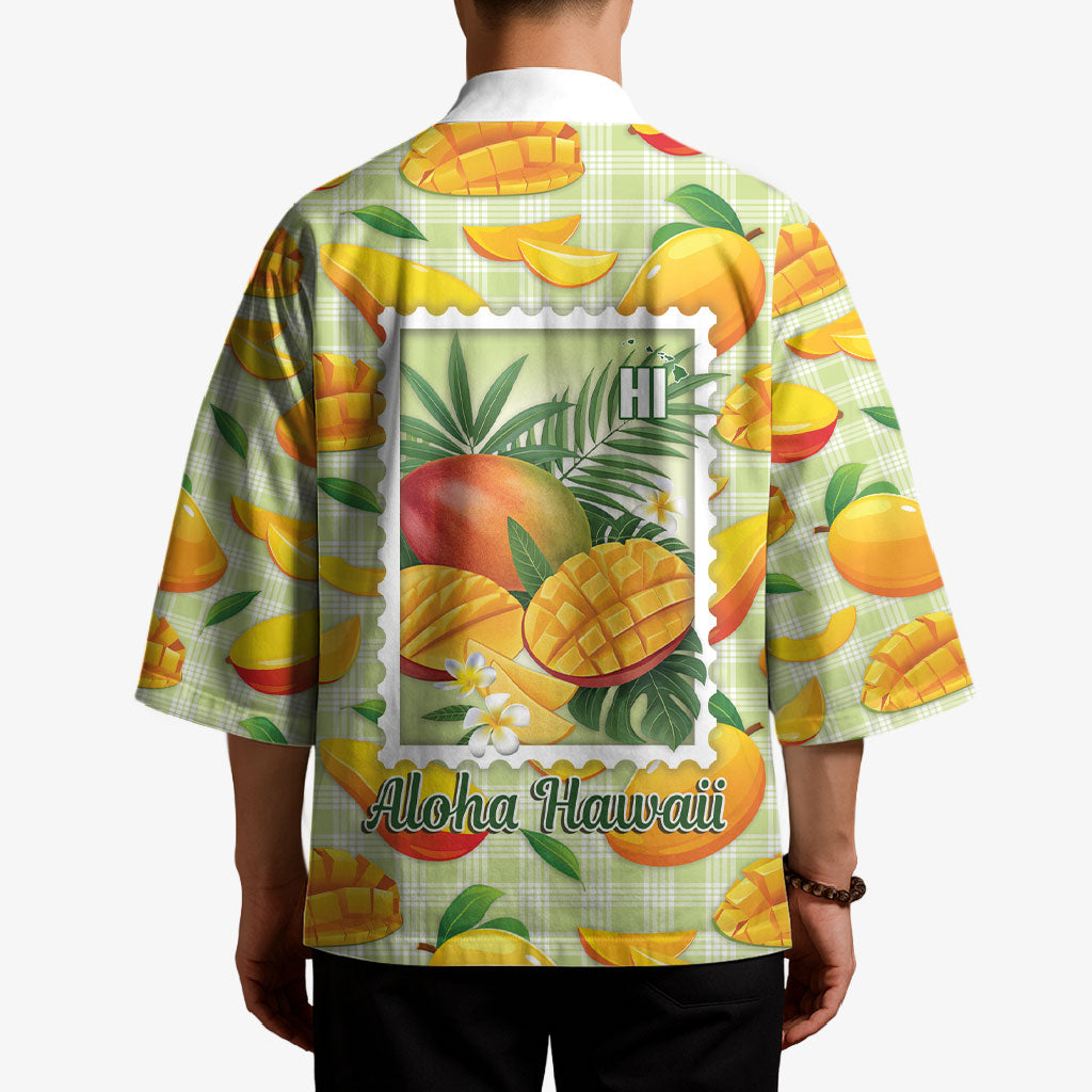 Aloha Hawaii Manako Palaka Motifs Kimono Hawaiian Mango Stylized Stamp LT14 - Polynesian Pride