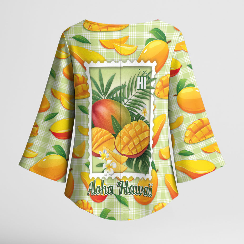 Aloha Hawaii Manako Palaka Motifs Kimono Sleeve Blouse Hawaiian Mango Stylized Stamp LT14 - Polynesian Pride