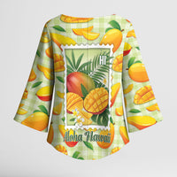 Aloha Hawaii Manako Palaka Motifs Kimono Sleeve Blouse Hawaiian Mango Stylized Stamp LT14 - Polynesian Pride