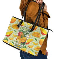 Aloha Hawaii Manako Palaka Motifs Leather Tote Bag Hawaiian Mango Stylized Stamp LT14 - Polynesian Pride