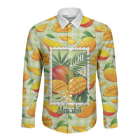 Aloha Hawaii Manako Palaka Motifs Long Sleeve Button Shirt Hawaiian Mango Stylized Stamp LT14 Unisex Yellow - Polynesian Pride